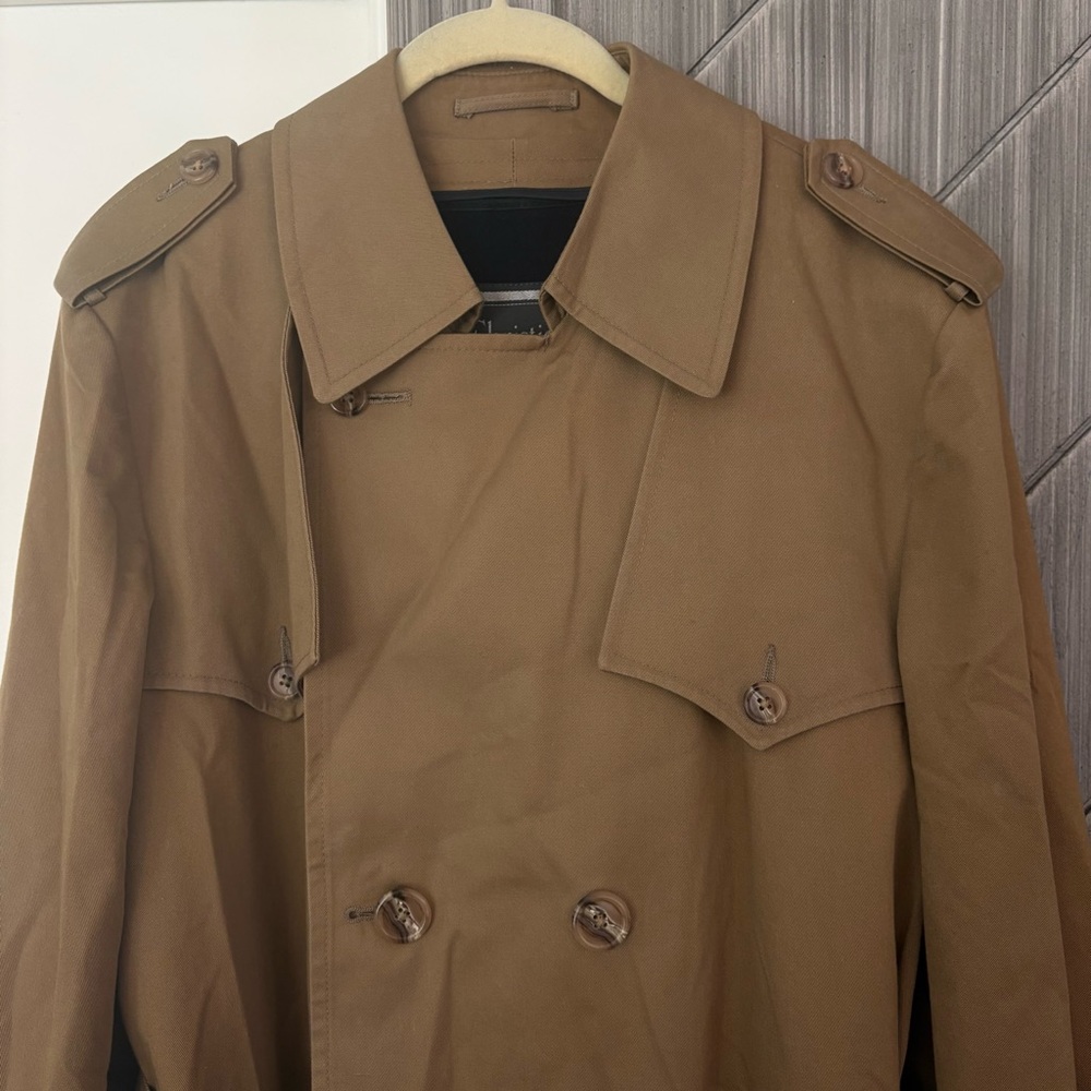 Dior Christian Dior Tan Khaki Vintage Cotton Wool Blend Trench Coat 40R Unisex - Picture 9 of 16
